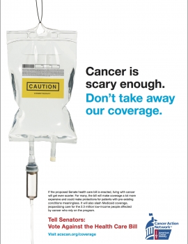 Image of Print Advertisement that asks Senators to Vote Against the Health Care Bill